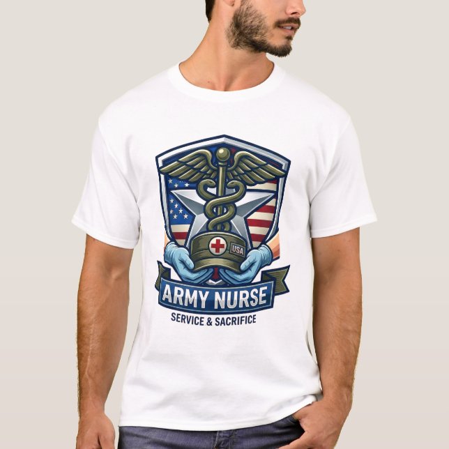 Army Nurse Service And Sacrifice T-Shirt (Front)
