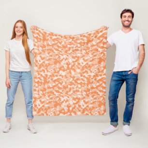 Army Orange  Camo Camouflage Pattern Fleece Blanket