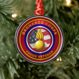 Army Ordnance Corps Veteran Christmas Metal Tree Decoration