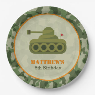 Army Paper Plates - Boy Military Tank Birthday