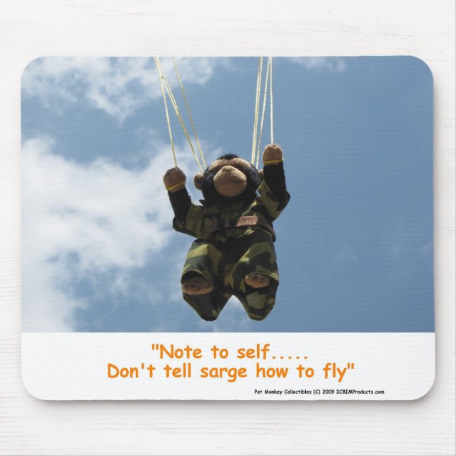 Army Parachute Jumper Pet Monkey Mouse Mat (Front)