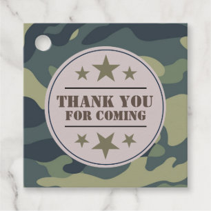 Army party favor tag, camouflage tag