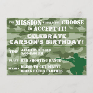 ARMY PARTY INVITATION, PAINTBALL PARTY INVITATION