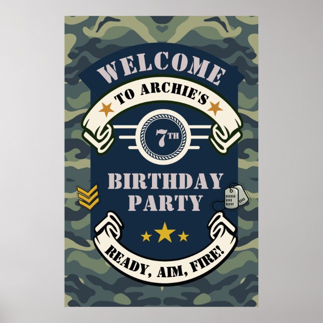 Army party sign, Camouflage welcome sign (Front)