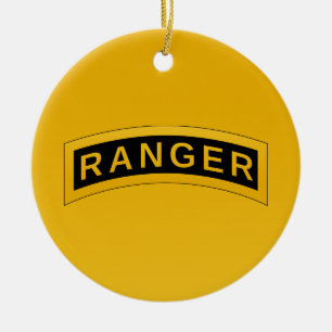 Army RANGER Military Symbol - back PERSONALIZED Ceramic Tree Decoration