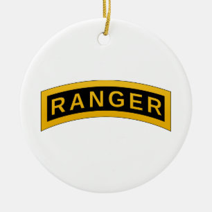 Army RANGER Military Symbol - back PERSONALIZED Ceramic Tree Decoration