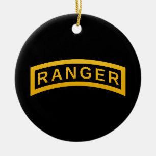 Army RANGER Military Symbol - back PERSONALIZED Ceramic Tree Decoration