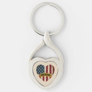 Army Ranger School Tab American Heart Flag Key Ring