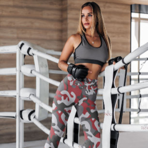 Army Red Camo Patterned   Leggings