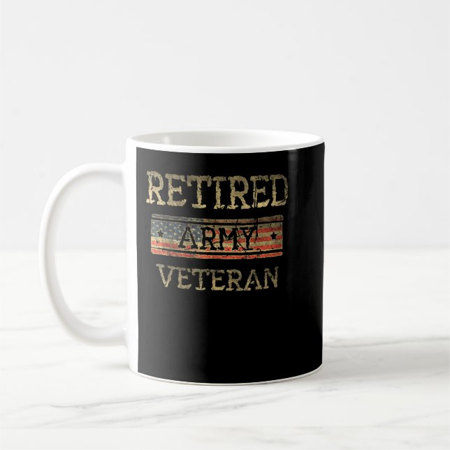 Army Retired Veteran Army American Flag Veteran Re Coffee Mug (Left)