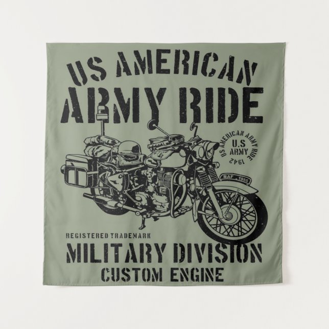 army ride motorcycle Blanket Tapestry (Front)