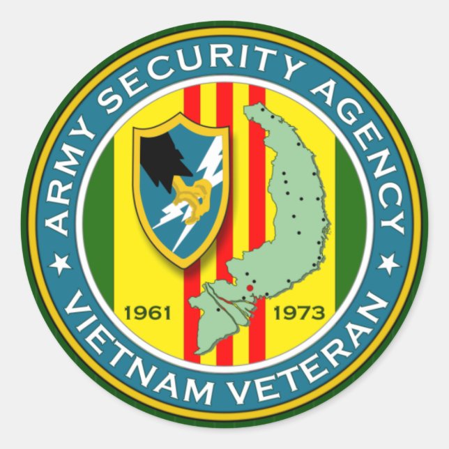 Army Security Agency Vietnam Veteran Classic Round Sticker (Front)