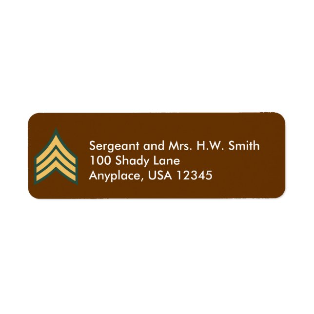 Army Sergeant Address Label (Front)