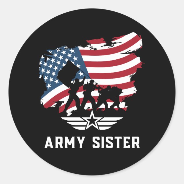 Army Sister Classic Round Sticker (Front)