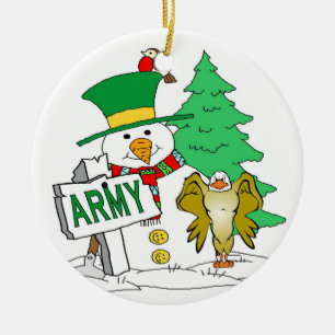 Army Snowman Christmas Ceramic Tree Decoration