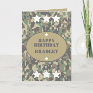 Army Soldier Camo Camouflage Print Birthday Card