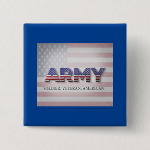Army “Soldier, Veteran, American” 15 Cm Square Badge
