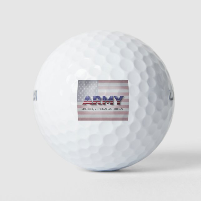 Army “Soldier, Veteran, American” Golf Balls (Front)