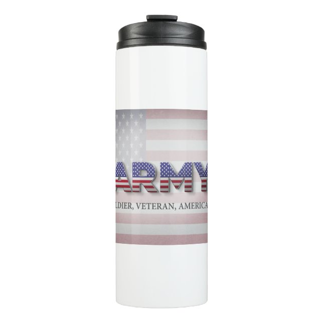 Army “Soldier, Veteran, American” Thermal Tumbler (Front)