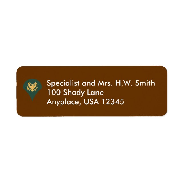 Army Specialist Address Label (Front)