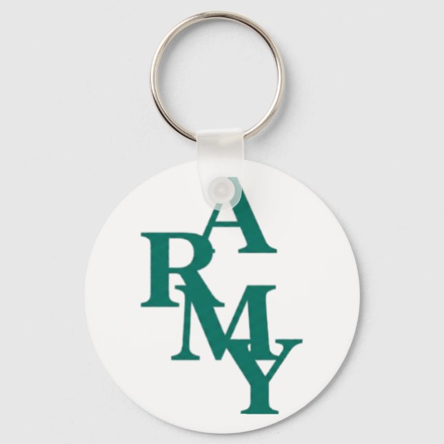 Army Stacked Bold Typography Minimal Design Key Ring (Front)