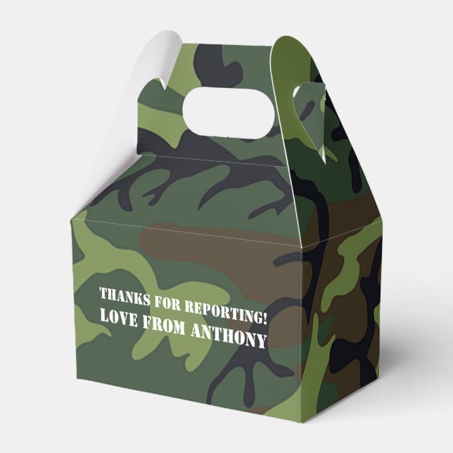 Army themed Birthday Party guest Favour Box (Front Side)