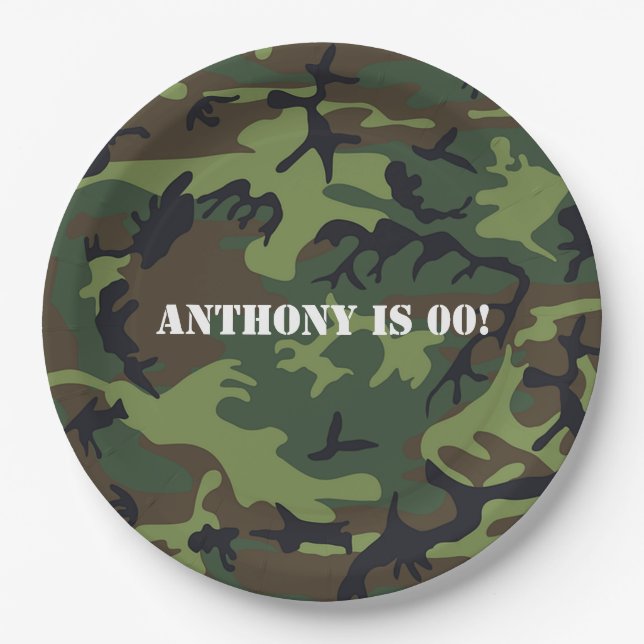 Army themed Birthday Party Paper Plate (Front)