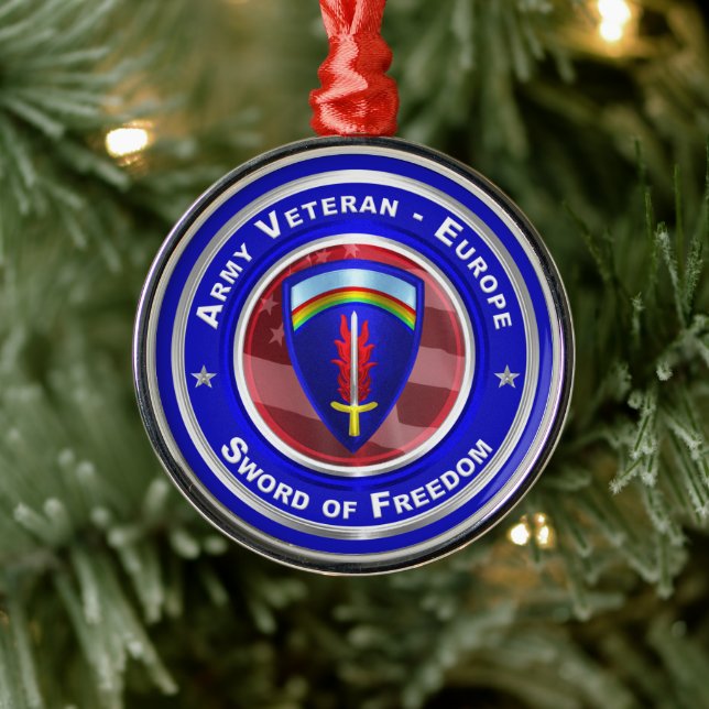 Army Veteran-Europe Keepsake Christmas Metal Tree Decoration (Tree)