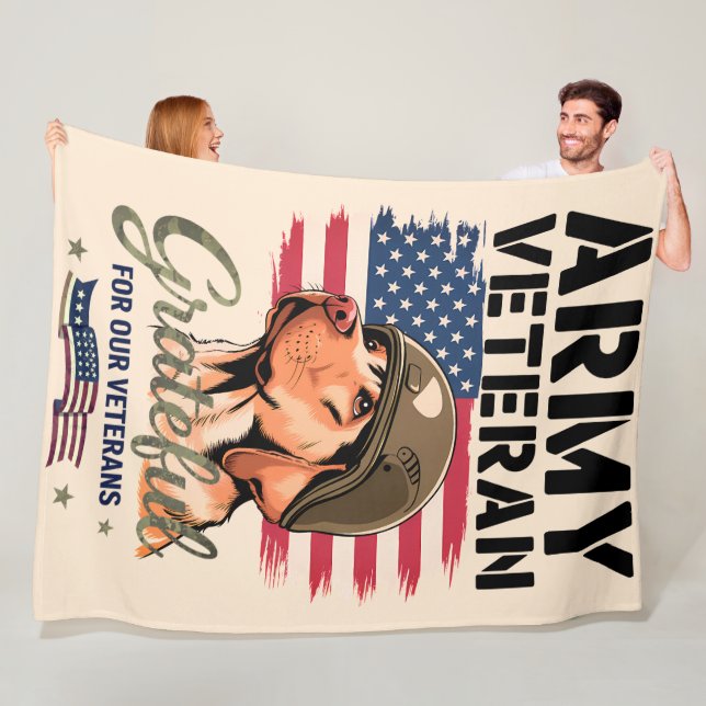 Army Veteran  - Fleece Blanket, 60"x80" Blanket (In Situ)