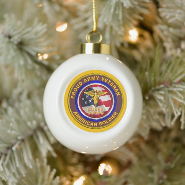 Army Veteran Nurse Christmas Ceramic Ball Christmas Ornament (Tree)