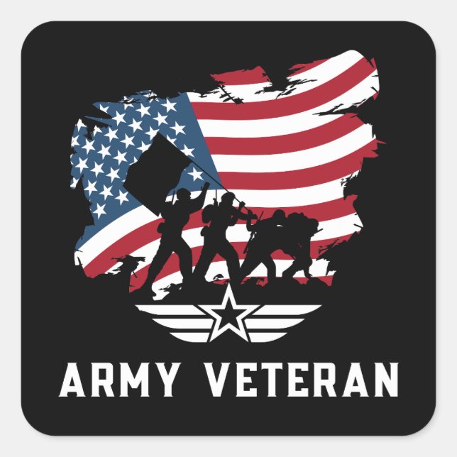 Army Veteran Square Sticker (Front)