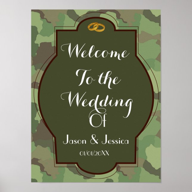 Army wedding themed wedding welcome poster print (Front)