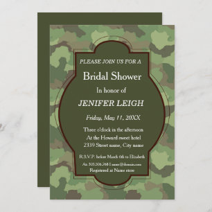 Army White rose elegant Bridal shower Invitation