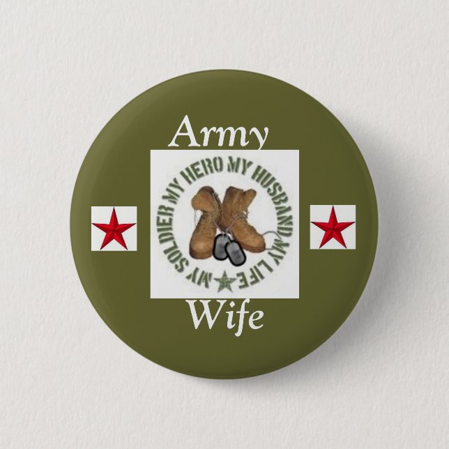 Army wife clip art, star, star, Army , Wife 6 Cm Round Badge (Front)
