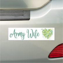 Army Wife Green Flower Bumper Sticker  