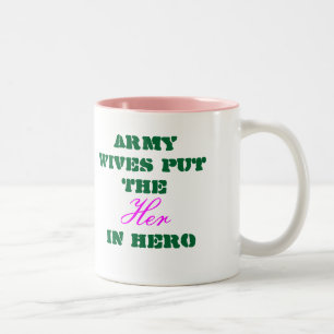 Army Wife Mug- Army Wives put the Her In Hero Two-Tone Coffee Mug