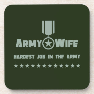 Army Wife Proud Military Service Star Medal Coaster