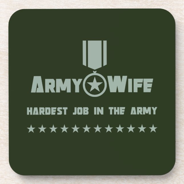Army Wife Proud Military Service Star Medal Coaster (Front)