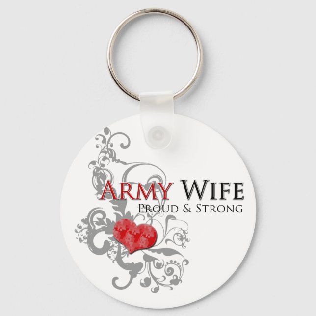 Army Wife - Proud & Strong Key Ring (Front)