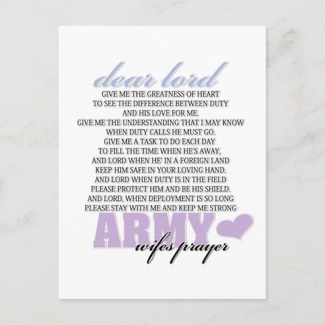 Army Wife's Prayer Postcard (Front)
