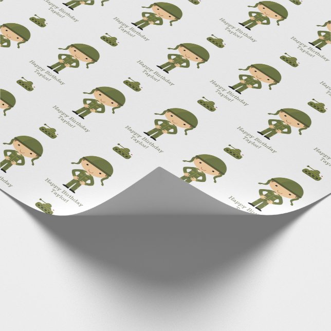 Army Wrapping Paper - Soldier Gift Wrap (Corner)