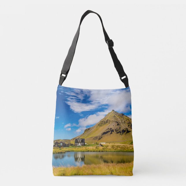 Arnarstapi Amtmansshus And Mount Stapafell, Icelan Crossbody Bag (Back)