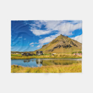 Arnarstapi Amtmansshus And Mount Stapafell, Icelan Fleece Blanket