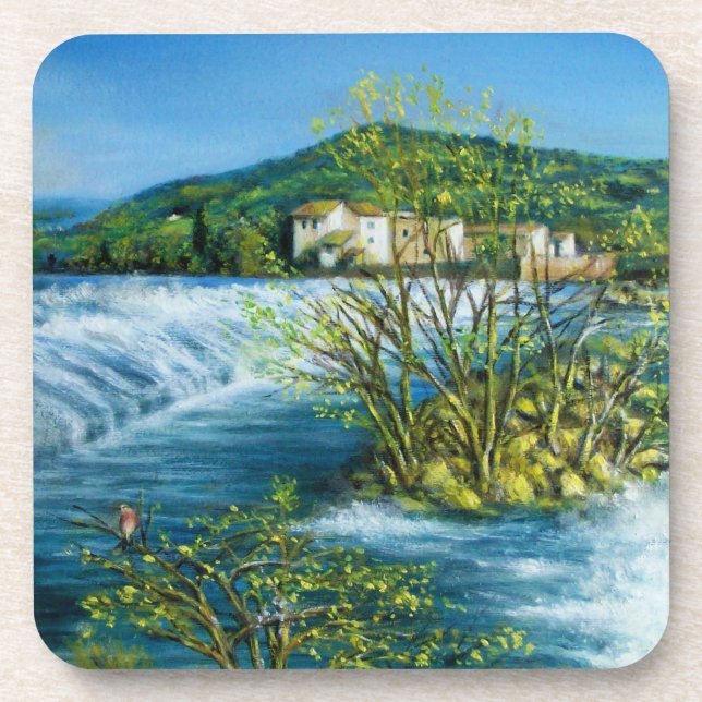ARNO RIVER AT ROVEZZANO Florence Tuscany Landscape Coaster (Front)