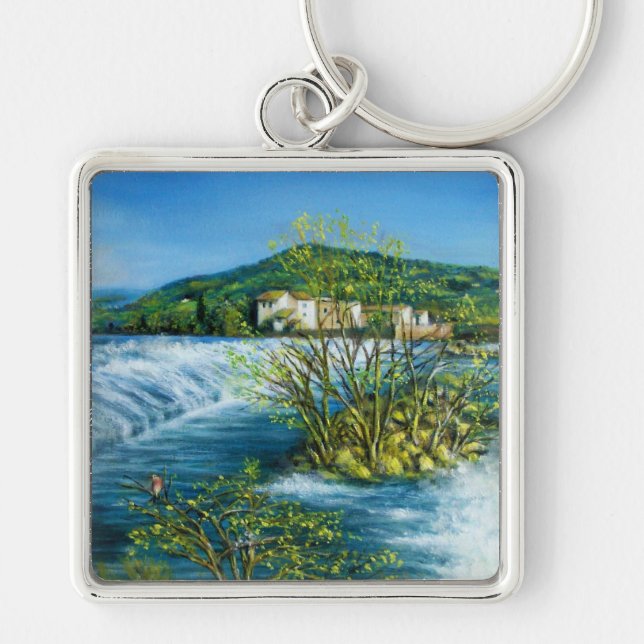 ARNO RIVER AT ROVEZZANO Florence Tuscany Landscape Key Ring (Front)
