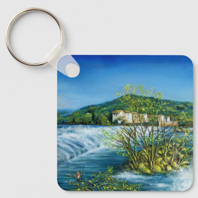 ARNO RIVER AT ROVEZZANO Florence Tuscany Landscape Key Ring (Front)