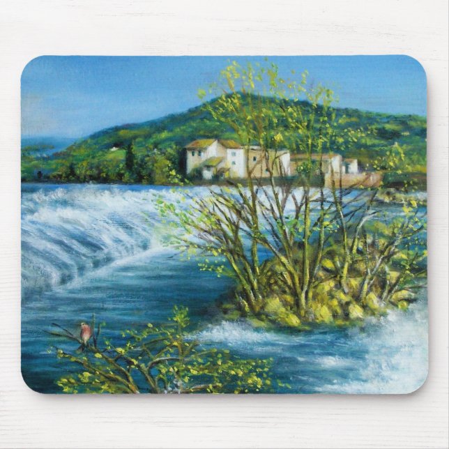 ARNO RIVER AT ROVEZZANO Florence Tuscany Landscape Mouse Mat (Front)