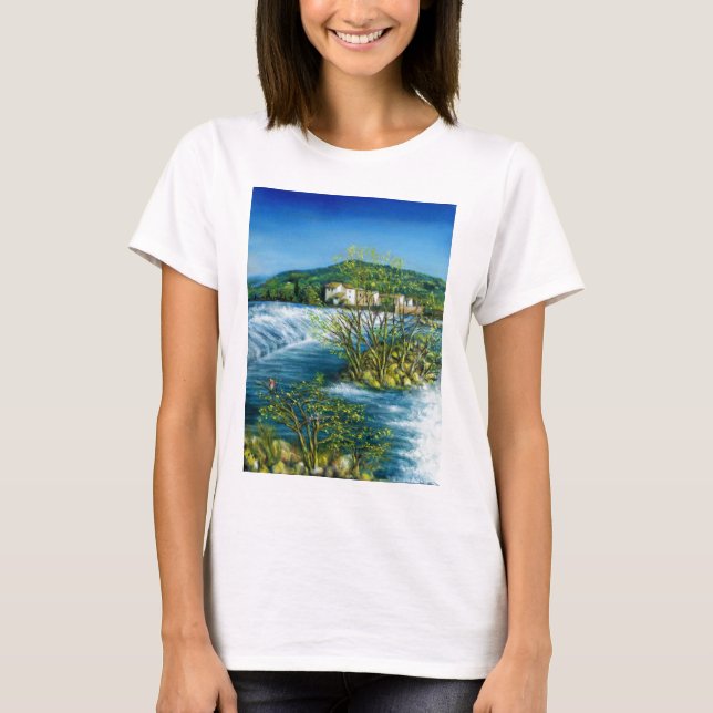 ARNO RIVER AT ROVEZZANO Florence Tuscany Landscape T-Shirt (Front)