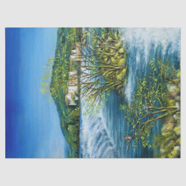 ARNO RIVER AT ROVEZZANO Florence Tuscany Landscape Tissue Paper (Front)