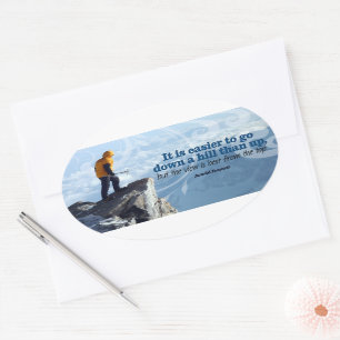 Arnold Bennett Inspirational Quote "Top view" Oval Sticker